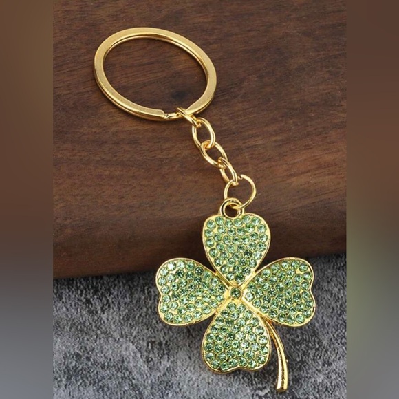 Handbags - Gold and Green Clover Keychain/bag charm